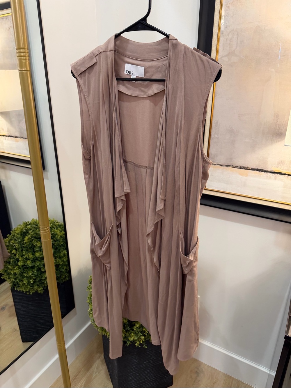 DR2 Taupe Draped Sleeveless Vest